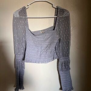 Free People Sheer Gray Blouse